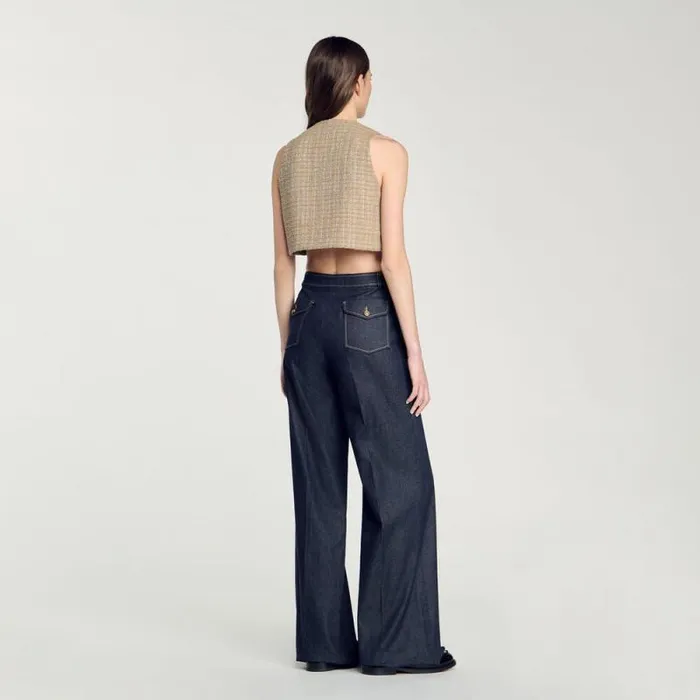 Tops and Shirts Women SANDRO Tweed Vest Camel
