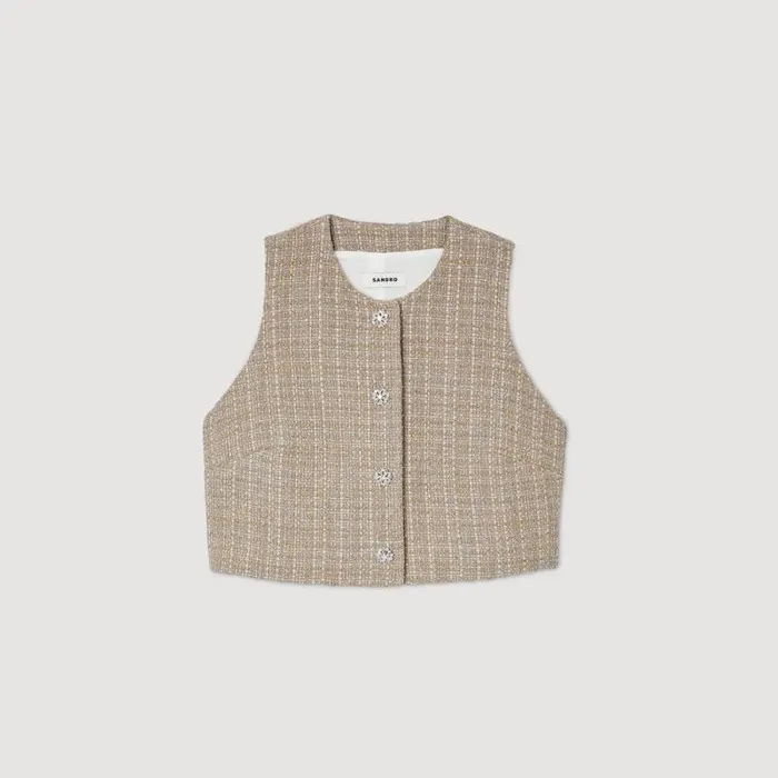Tops and Shirts Women SANDRO Tweed Vest Camel