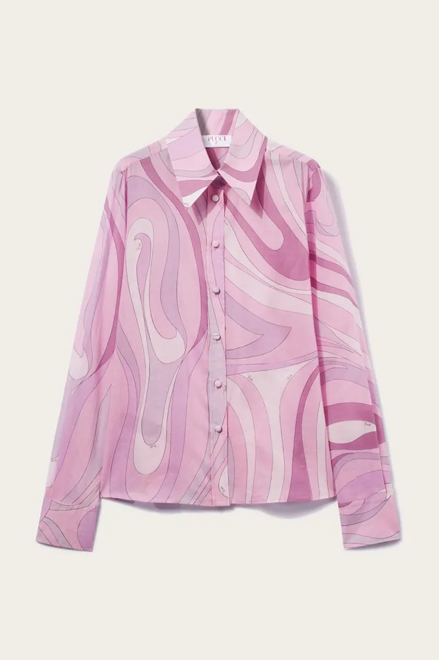 Tops And Shirts Women PUCCI MarmoPrint Cotton Shirt