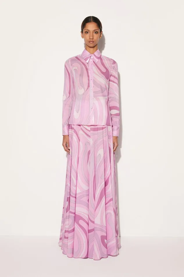 Tops And Shirts Women PUCCI MarmoPrint Cotton Shirt