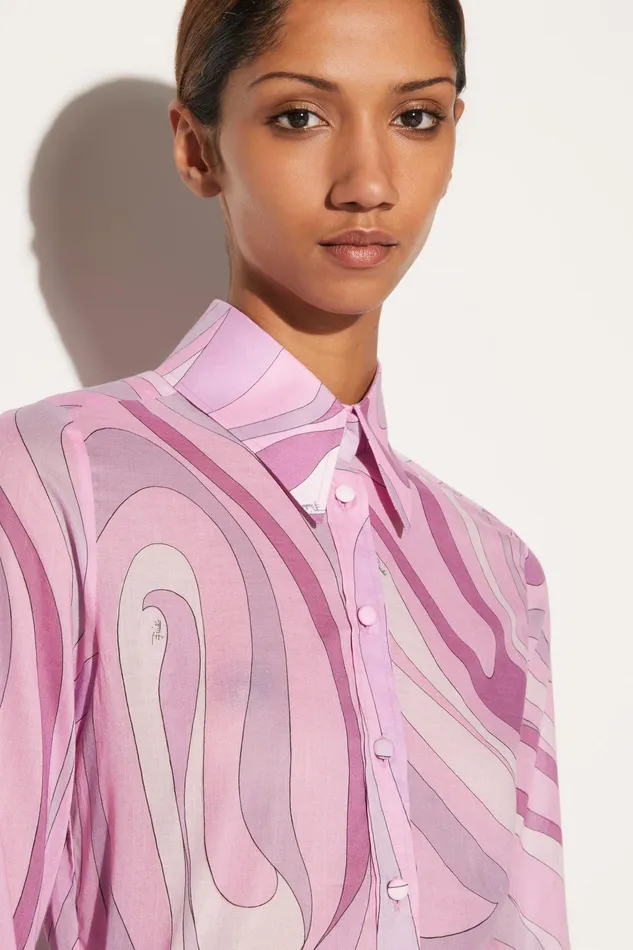 Tops And Shirts Women PUCCI MarmoPrint Cotton Shirt
