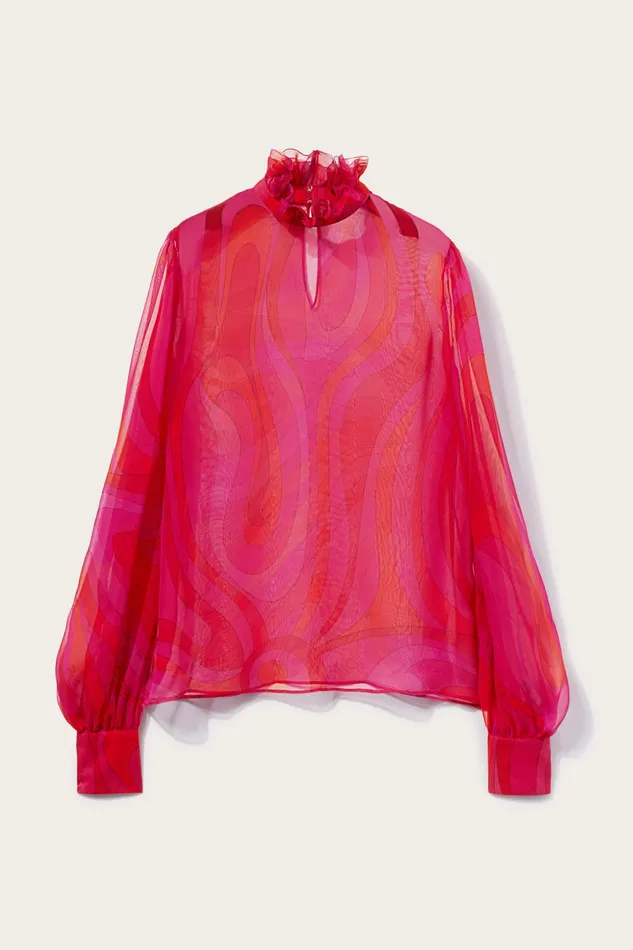 Tops And Shirts Women PUCCI MarmoPrint Silk Top