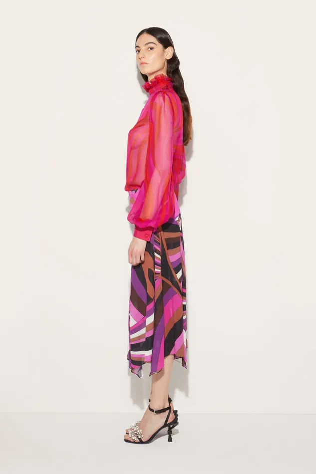 Tops And Shirts Women PUCCI MarmoPrint Silk Top