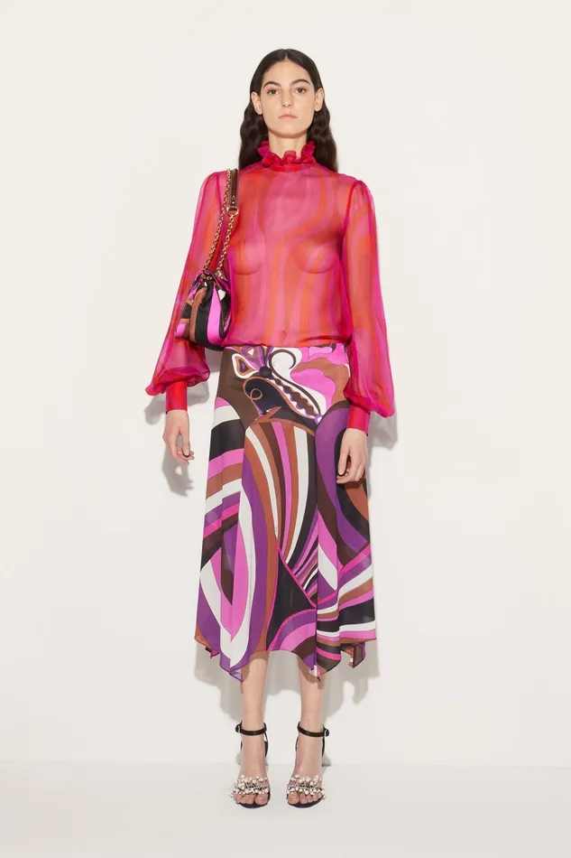 Tops And Shirts Women PUCCI MarmoPrint Silk Top