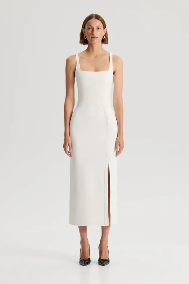 Tops Scanlan Theodore Women CREPE KNIT SQUARE CAMISOLE CREAM