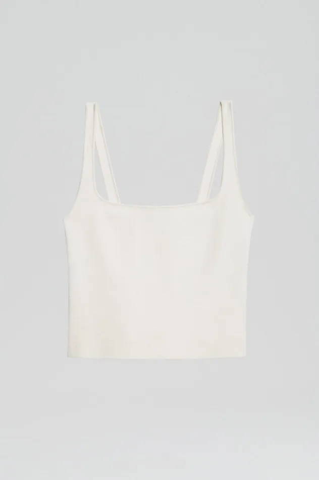 Tops Scanlan Theodore Women CREPE KNIT SQUARE CAMISOLE CREAM Tops Scanlan Theodore Women CREPE KNIT SQUARE CAMISOLE CREAM