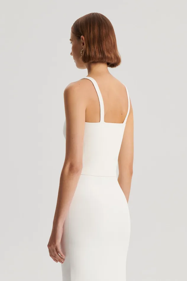 Tops Scanlan Theodore Women CREPE KNIT SQUARE CAMISOLE CREAM Tops Scanlan Theodore Women CREPE KNIT SQUARE CAMISOLE CREAM