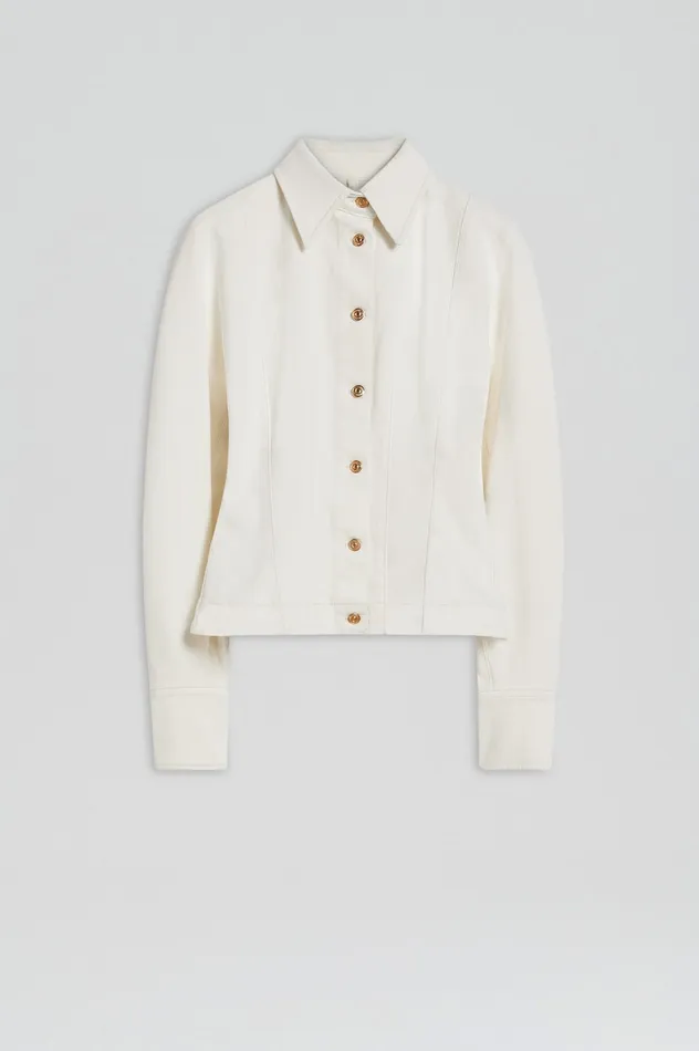 Tops Scanlan Theodore Women DENIM COCOON SLEEVE JACKET NATURAL Tops Scanlan Theodore Women DENIM COCOON SLEEVE JACKET NATURAL