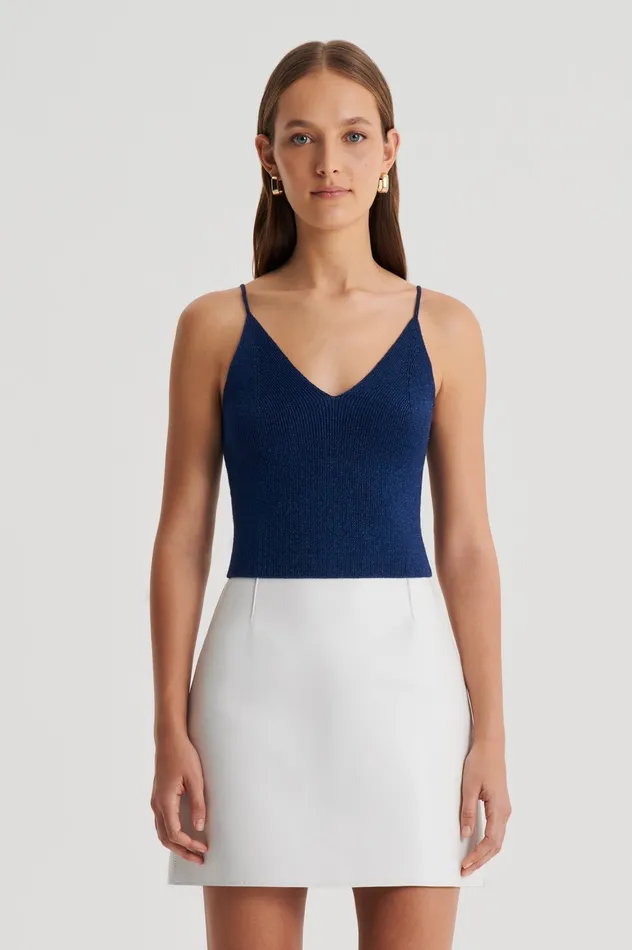 Tops Scanlan Theodore Women METALLIC KNIT CAMISOLE NAVY