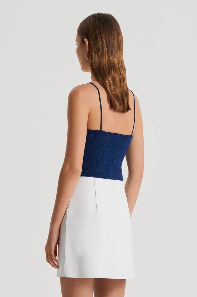 Tops Scanlan Theodore Women METALLIC KNIT CAMISOLE NAVY Tops Scanlan Theodore Women METALLIC KNIT CAMISOLE NAVY