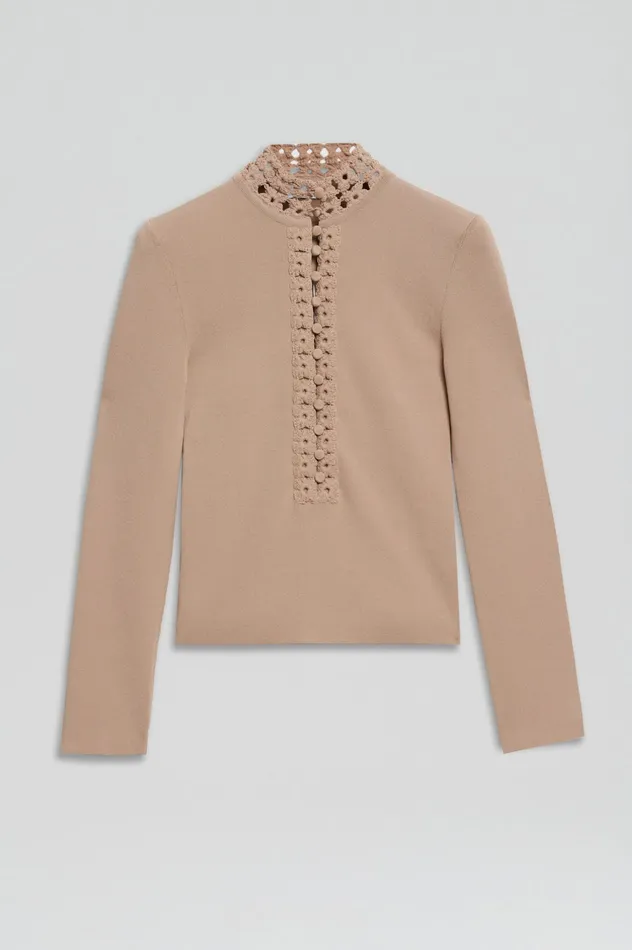 Tops Women CREPE KNIT DAISY TOP OAT Scanlan Theodore Tops Women CREPE KNIT DAISY TOP OAT Scanlan Theodore