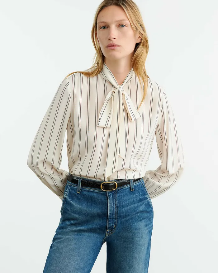 Tops Women Nili Lotan IRINA SILK BLOUSE Vintage Stripes