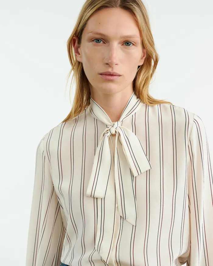 Tops Women Nili Lotan IRINA SILK BLOUSE Vintage Stripes