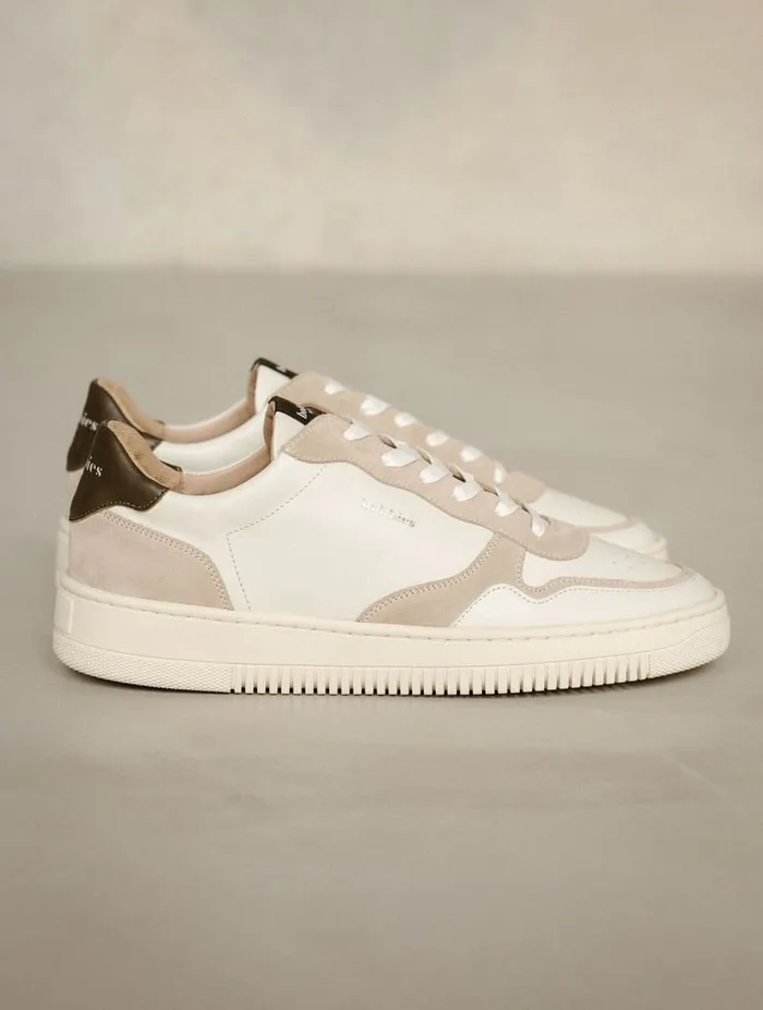 Travis Off White and Khaki Tartufo Men Bobbies Sneakers Travis Off White and Khaki Tartufo Men Bobbies Sneakers
