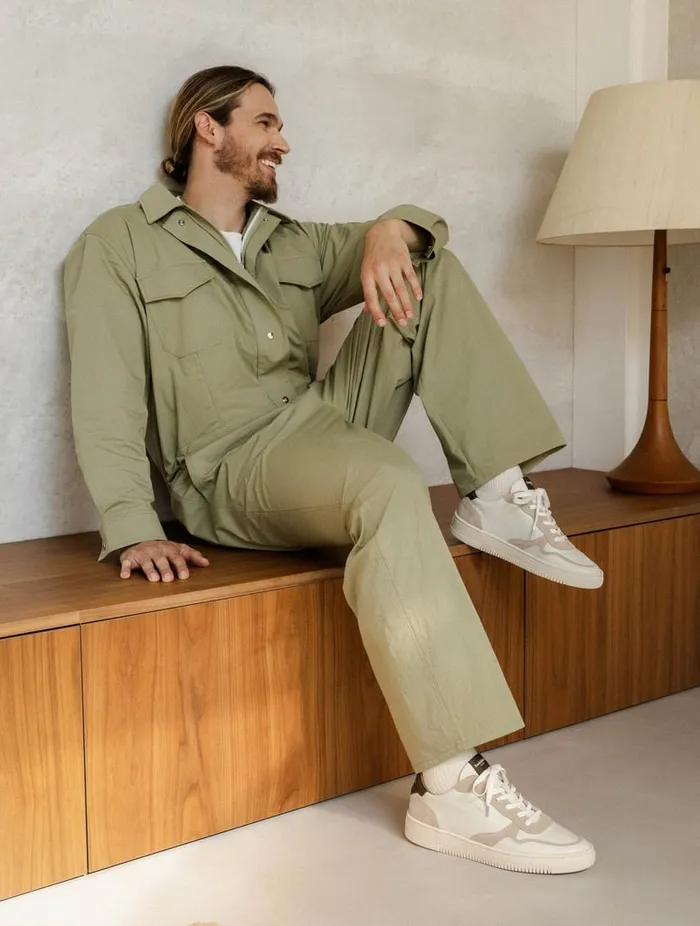 Travis Off White and Khaki Tartufo Men Bobbies Sneakers Travis Off White and Khaki Tartufo Men Bobbies Sneakers