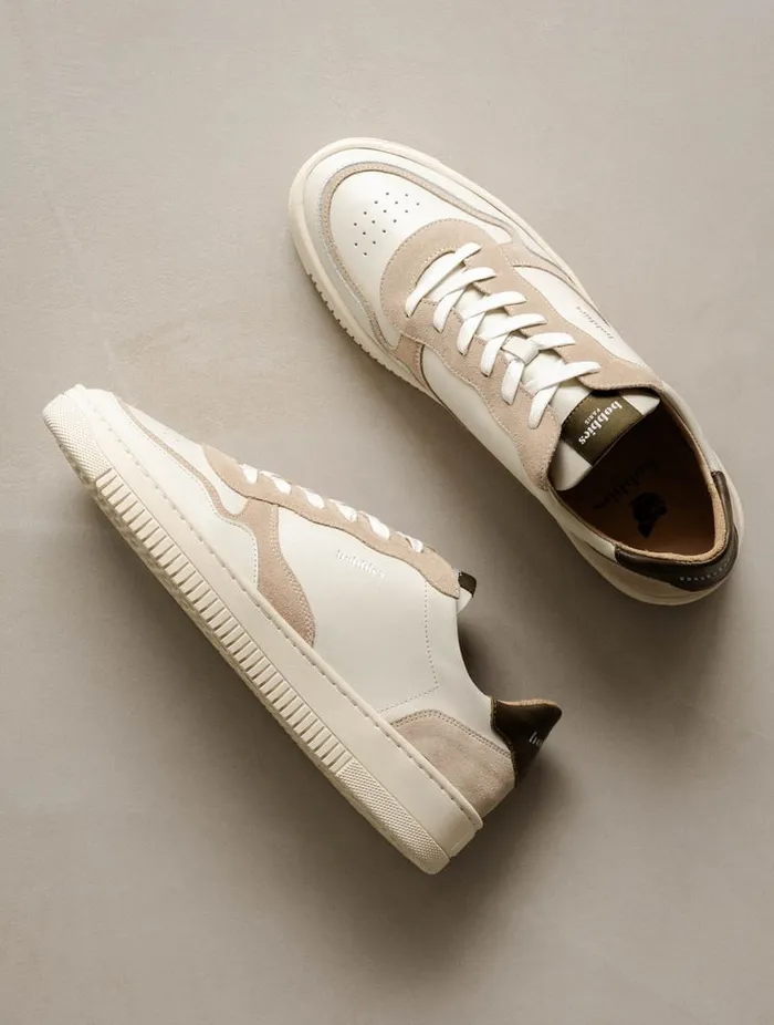 Travis Off White and Khaki Tartufo Men Bobbies Sneakers Travis Off White and Khaki Tartufo Men Bobbies Sneakers