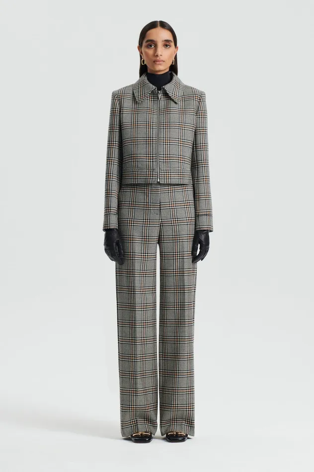 Trousers Scanlan Theodore Women PLAID TROUSER BLACKWHITE