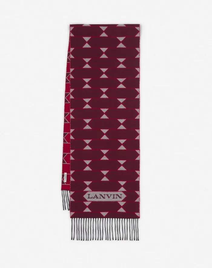 Twotone Wool Scarf Light Beigered Women Lanvin Silks and Scarves