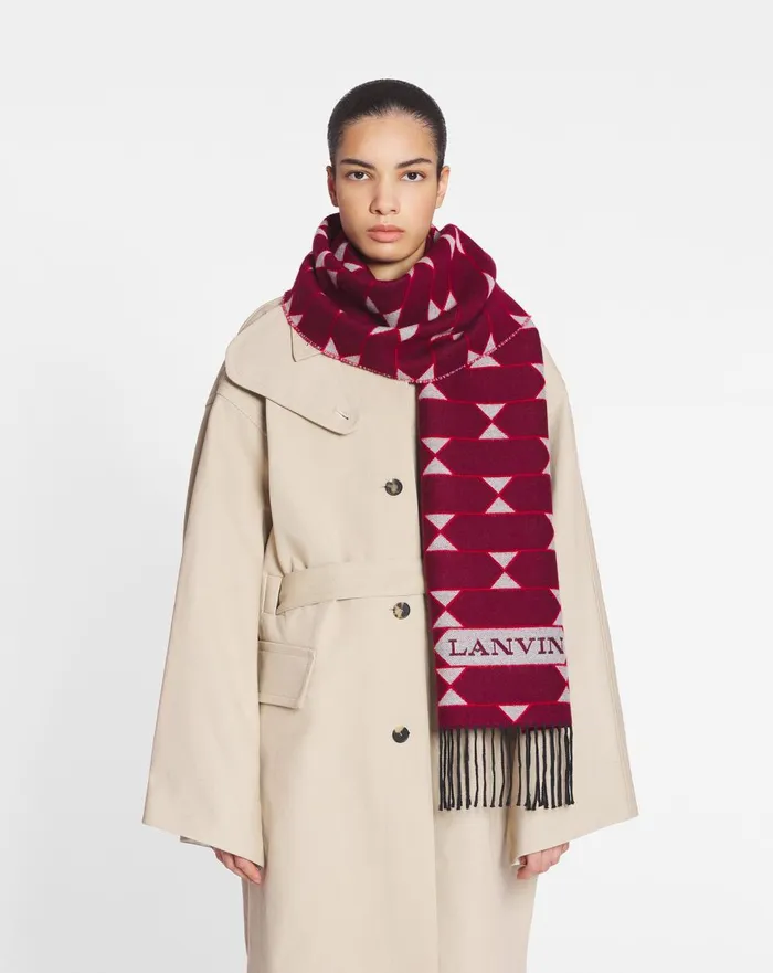 Twotone Wool Scarf Light Beigered Women Lanvin Silks and Scarves Twotone Wool Scarf Light Beigered Women Lanvin Silks and Scarves