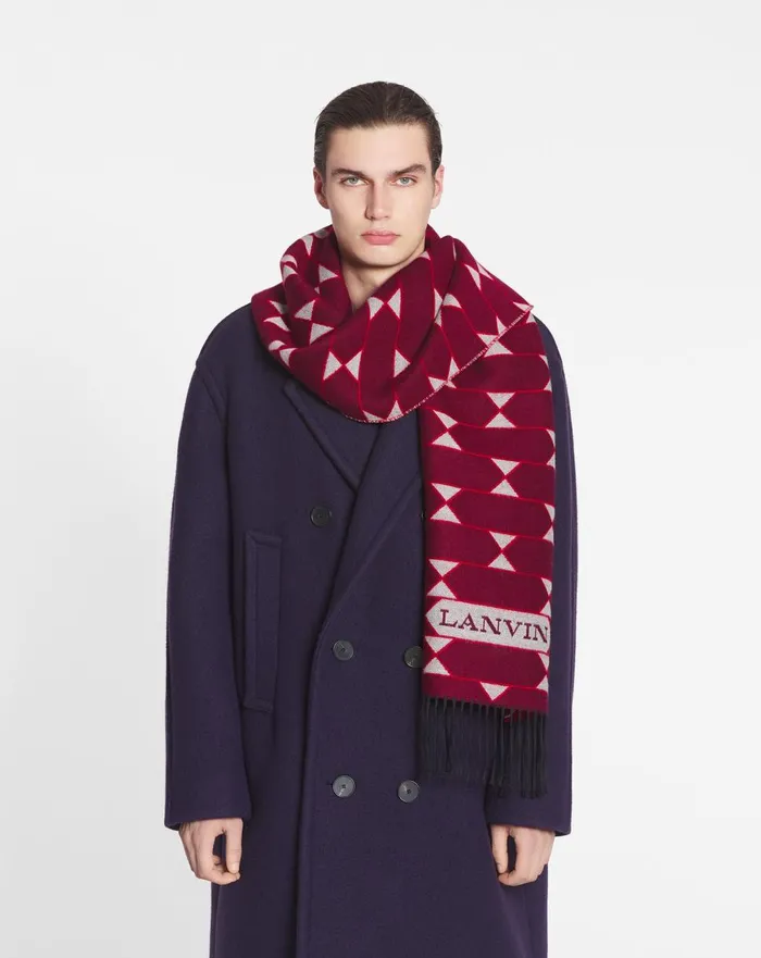 Twotone Wool Scarf Light Beigered Women Lanvin Silks and Scarves Twotone Wool Scarf Light Beigered Women Lanvin Silks and Scarves