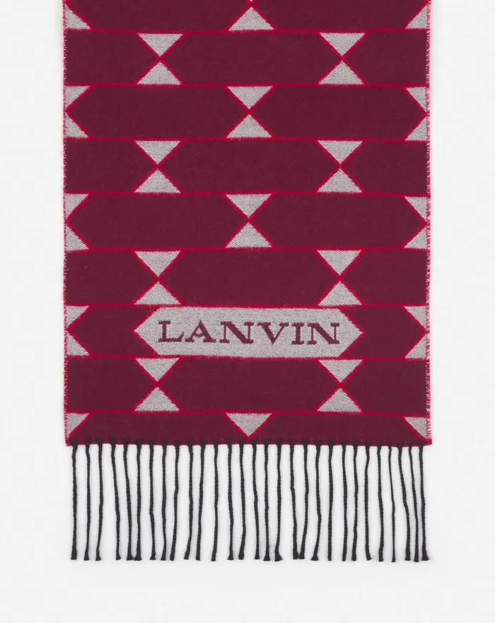 Twotone Wool Scarf Light Beigered Women Lanvin Silks and Scarves Twotone Wool Scarf Light Beigered Women Lanvin Silks and Scarves