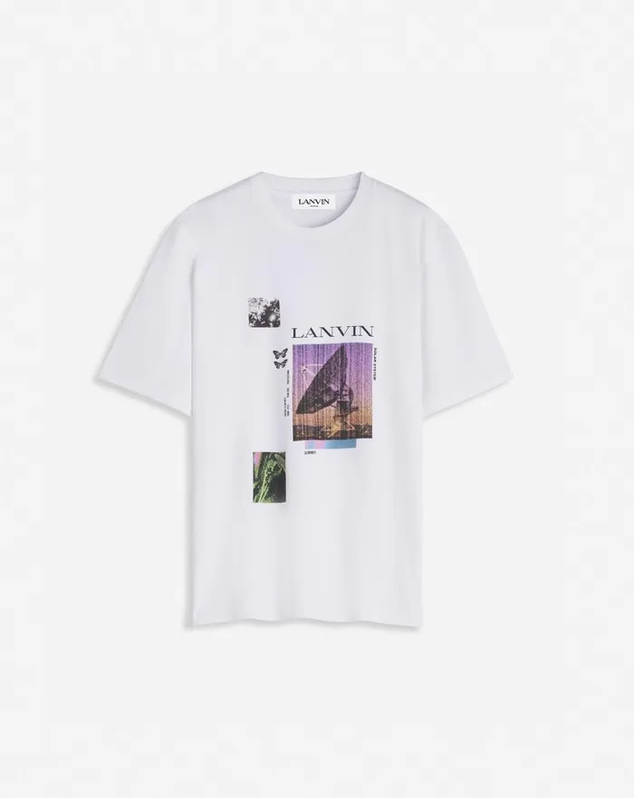 Unisex Printed Tshirt Optic White Men Lanvin Tshirts and Polos