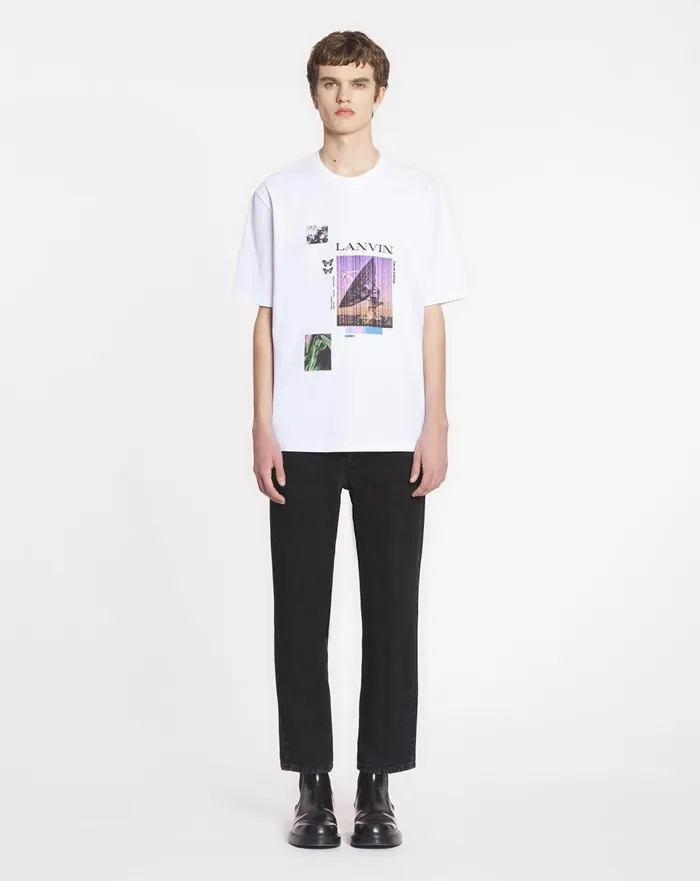 Unisex Printed Tshirt Optic White Men Lanvin Tshirts and Polos