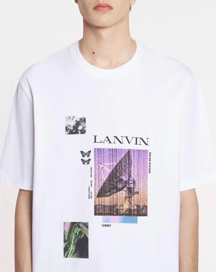 Unisex Printed Tshirt Optic White Men Lanvin Tshirts and Polos