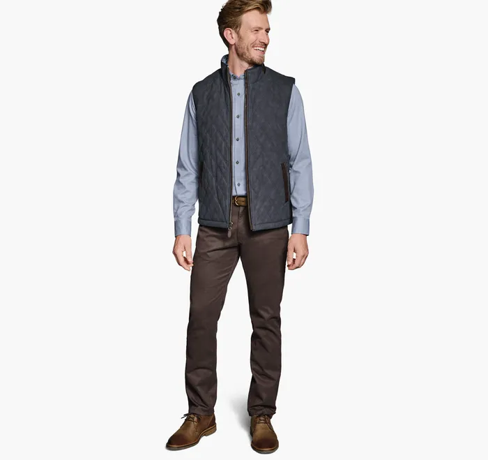 Upton Reversible Vest Blue PlaidNavy Apparel Johnston and Murphy Men