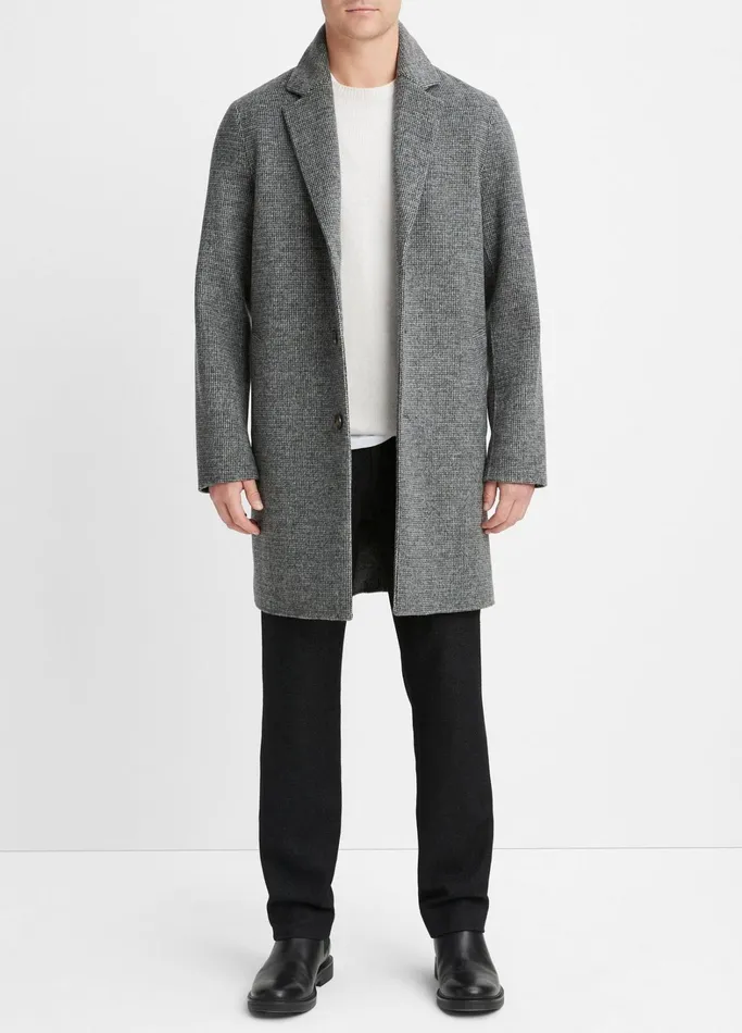 Vince Jackets and Outerwear Men Splittable WoolBlend Coat Heather Black