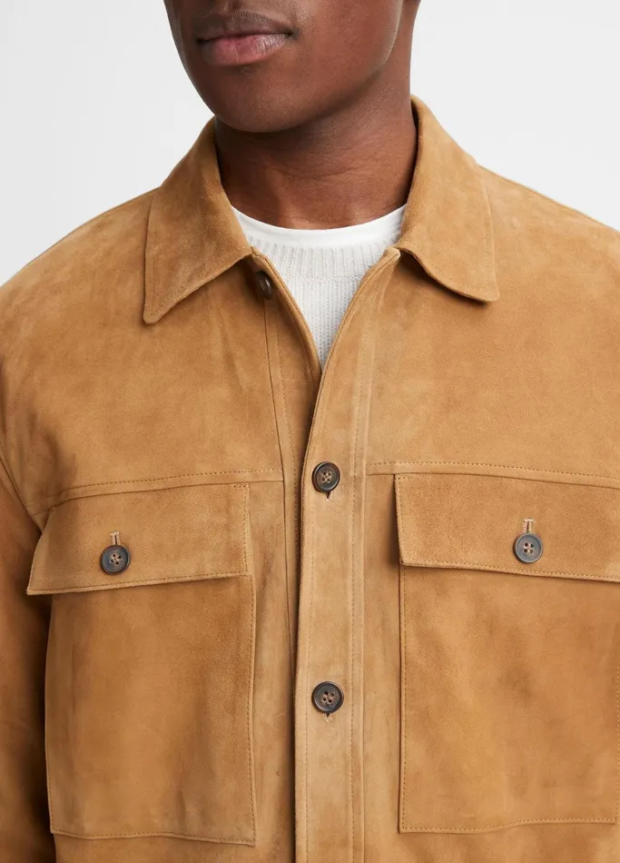 Vince Jackets and Outerwear Men Suede Chore Jacket Camel