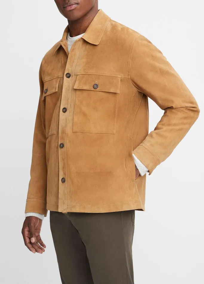 Vince Jackets and Outerwear Men Suede Chore Jacket Camel