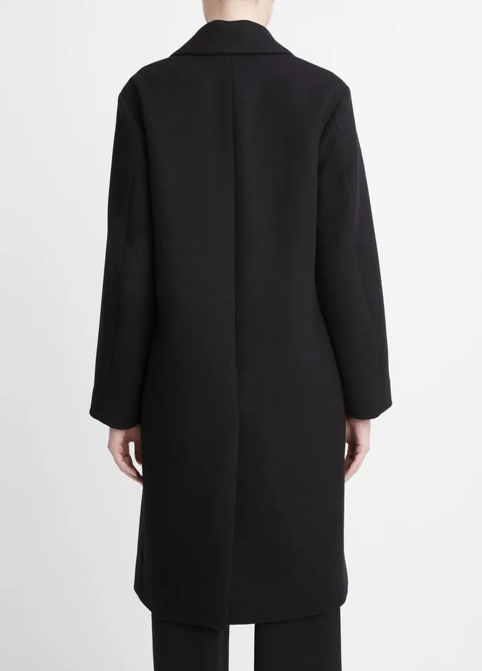 Vince Jackets and Outerwear Women Brushed WoolBlend DoubleBreasted Coat Black
