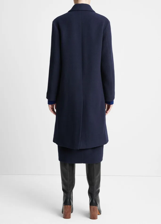 Vince Jackets and Outerwear Women Brushed WoolBlend DoubleBreasted Coat Deep Caspian