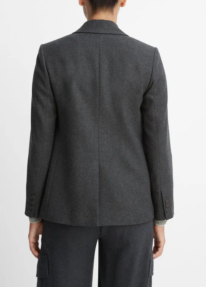 Vince Jackets and Outerwear Women Brushed WoolBlend SingleBreasted Blazer Heather Charcoal