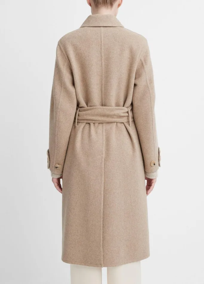 Vince Jackets and Outerwear Women Fine Wool Overcoat Heather Hazel Cream