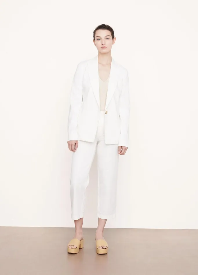 Vince Jackets and Outerwear Women LinenBlend SingleBreasted Blazer Off White