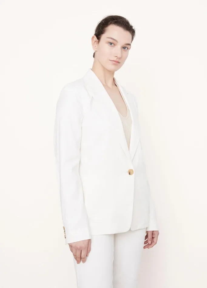 Vince Jackets and Outerwear Women LinenBlend SingleBreasted Blazer Off White