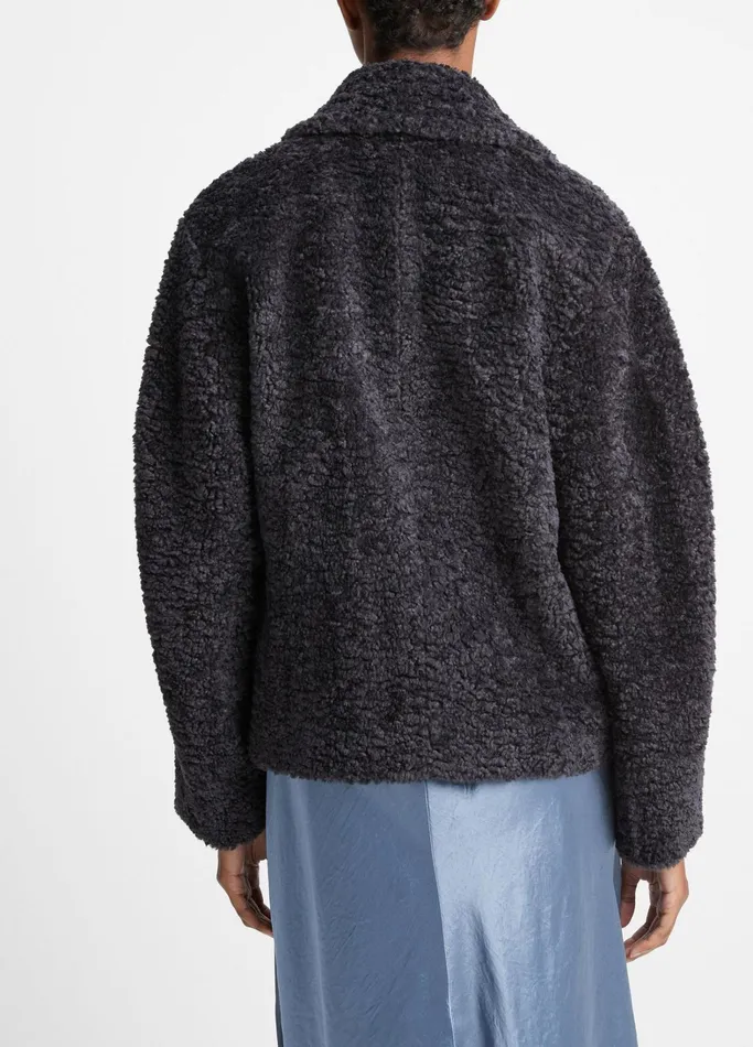 Vince Jackets and Outerwear Women Wavy FauxFur Jacket Obsidian