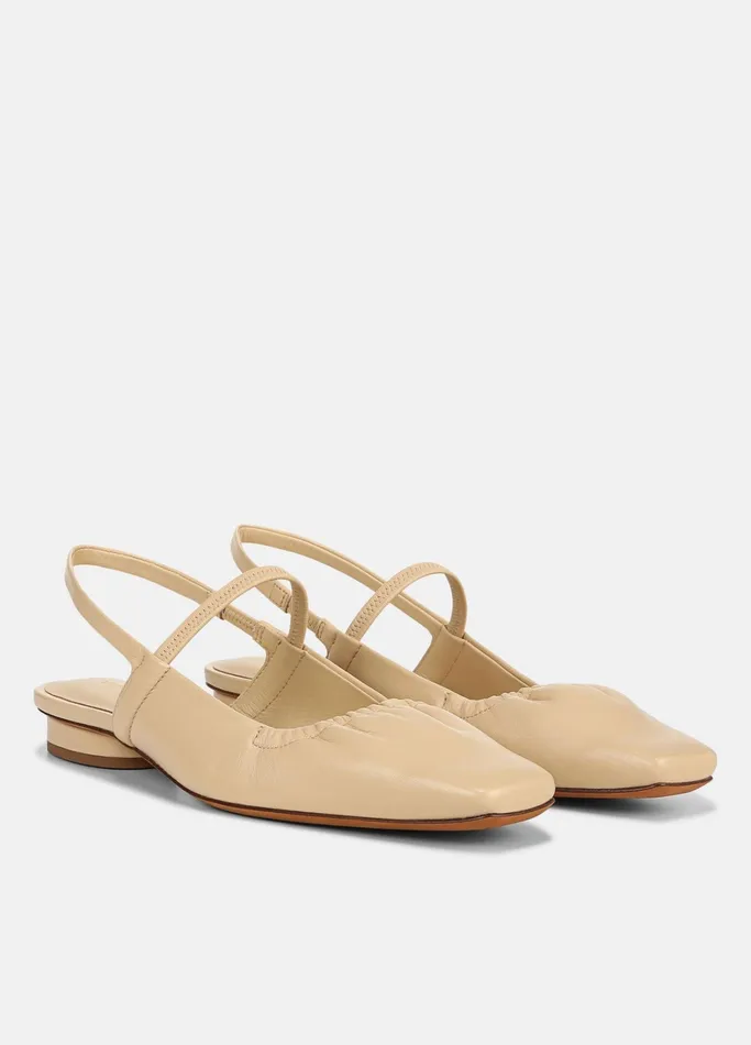 Vince Loafers and Mules Women Venice Leather Slingback Flat Macadamia