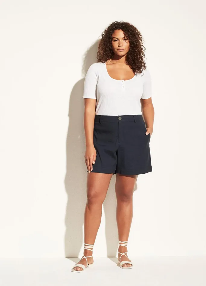 Vince Pants and Shorts Women Casual Linen Short Coastal Blue