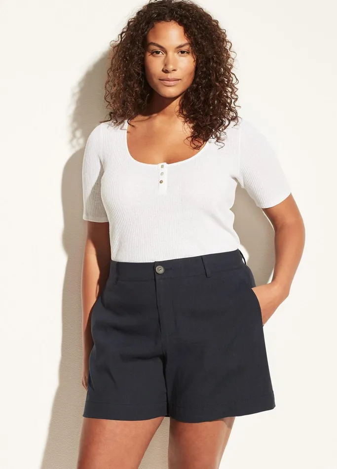Vince Pants and Shorts Women Casual Linen Short Coastal Blue