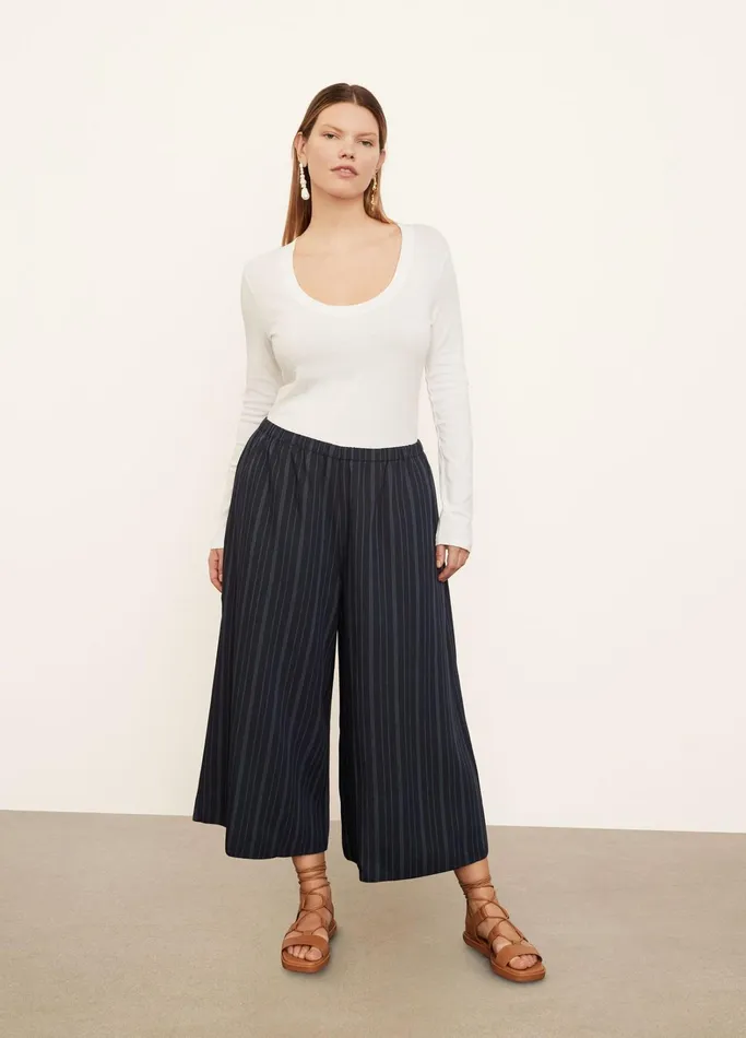 Vince Pants and Shorts Women TieFront Striped Culotte Coastal Blue