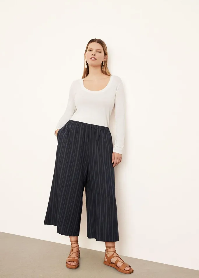 Vince Pants and Shorts Women TieFront Striped Culotte Coastal Blue