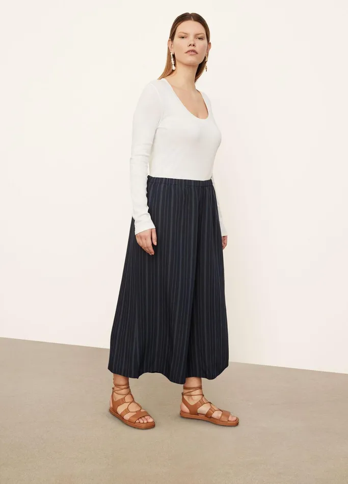 Vince Pants and Shorts Women TieFront Striped Culotte Coastal Blue