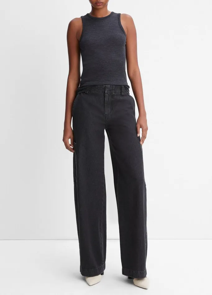 Vince Pants and Shorts Women Utility Denim Pant Washed Black