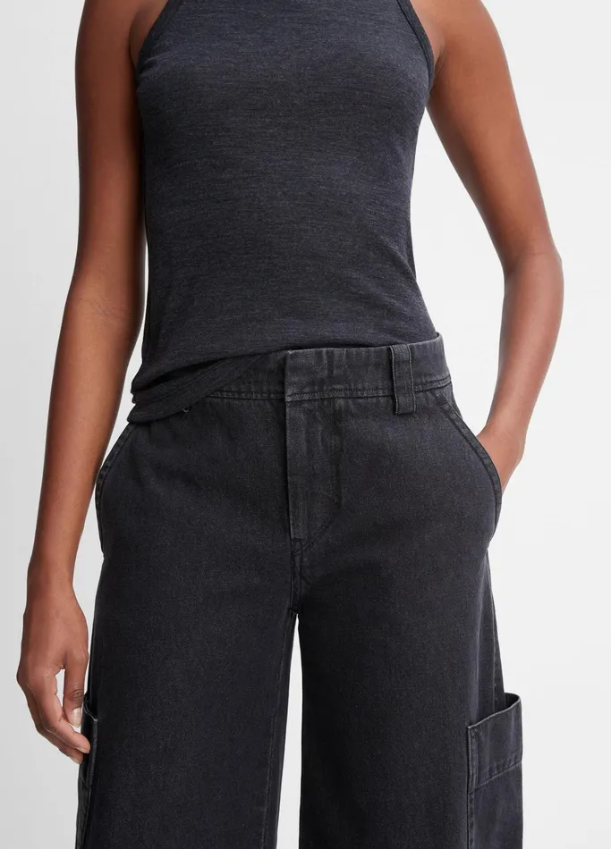 Vince Pants and Shorts Women Utility Denim Pant Washed Black