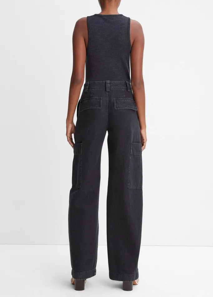 Vince Pants and Shorts Women Utility Denim Pant Washed Black