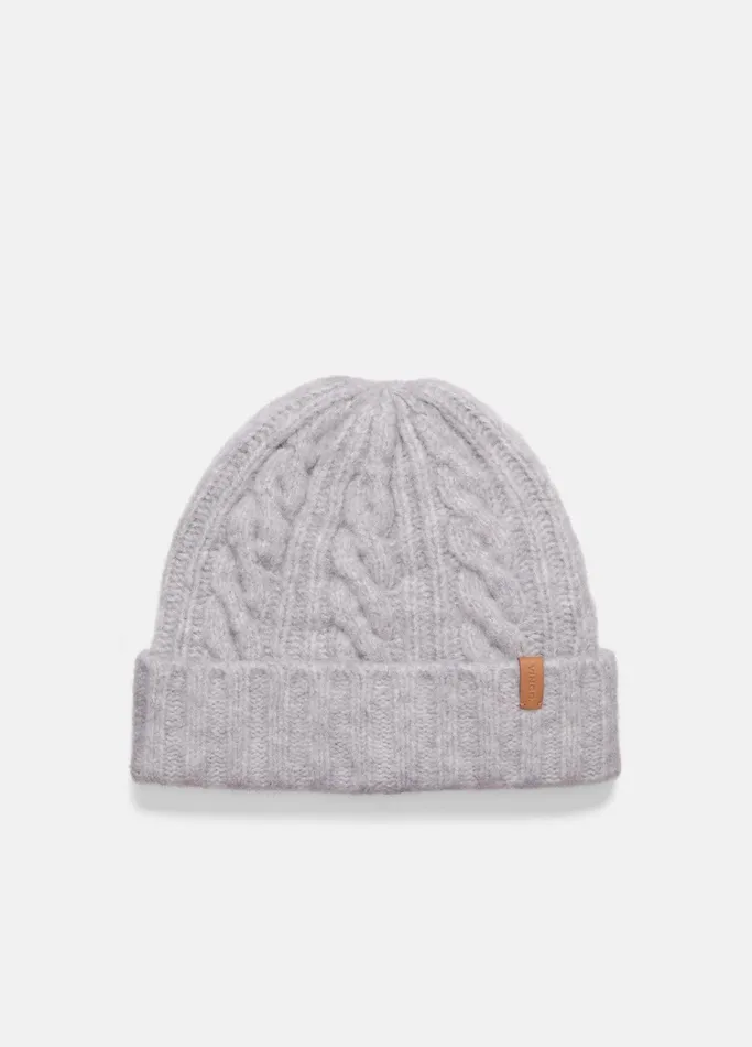 Vince Scarves Hats and Gloves Women Airspun Merino WoolBlend CableKnit Cuffed Hat Steel