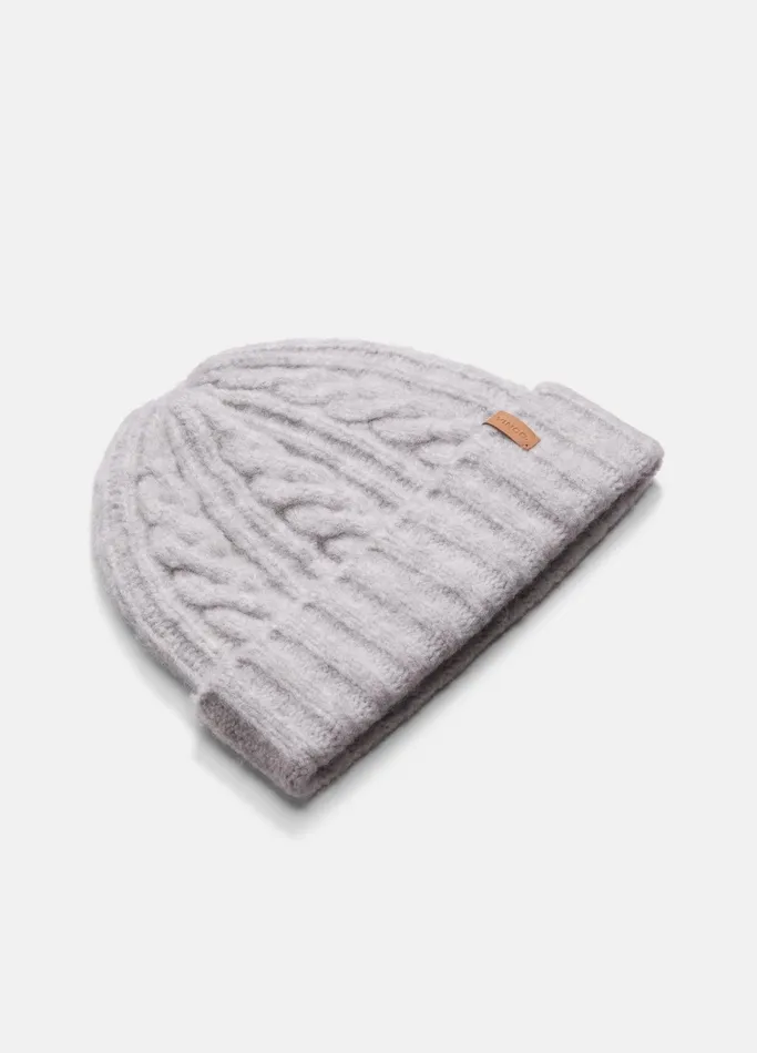 Vince Scarves Hats and Gloves Women Airspun Merino WoolBlend CableKnit Cuffed Hat Steel